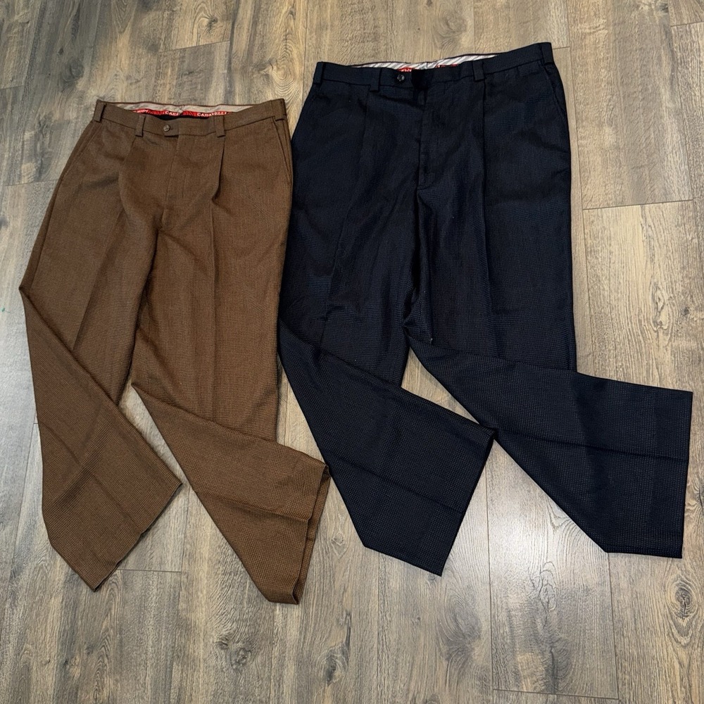 Caravelli Fusion‎ Mens Sz 46Lx40W Textured Loose Fit Dress Pants Casual Lot of 2